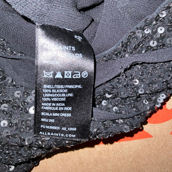 NWT All Saints hand beaded sequined SCALA Cocktail Cowl Neck Dress UK8/US4 - Picture 12 of 13